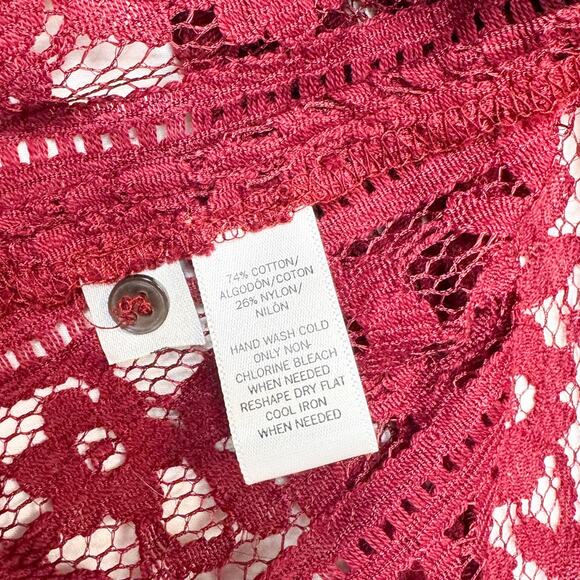LOFT Women's Maroon Lace Eyelet Blouse - Size XL - Picture 8 of 8